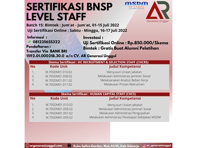 SERTIFIKASI BNSP HUMAN CAPITAL STAFF (HC STAFF)