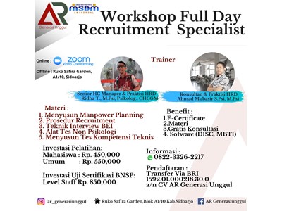 WORKSHOP RECRUITMENT SPECIALIST (PELATIHAN)